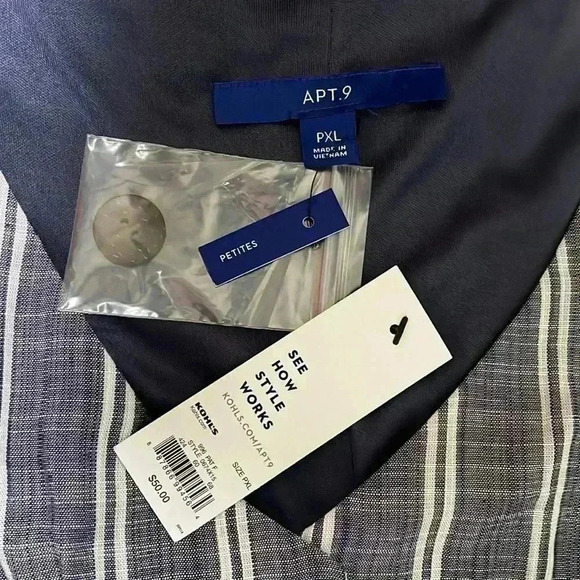 APT 9 sleeveless wide leg loose fitting stripe pocket jumpsuit PXL NWT - Picture 2 of 6